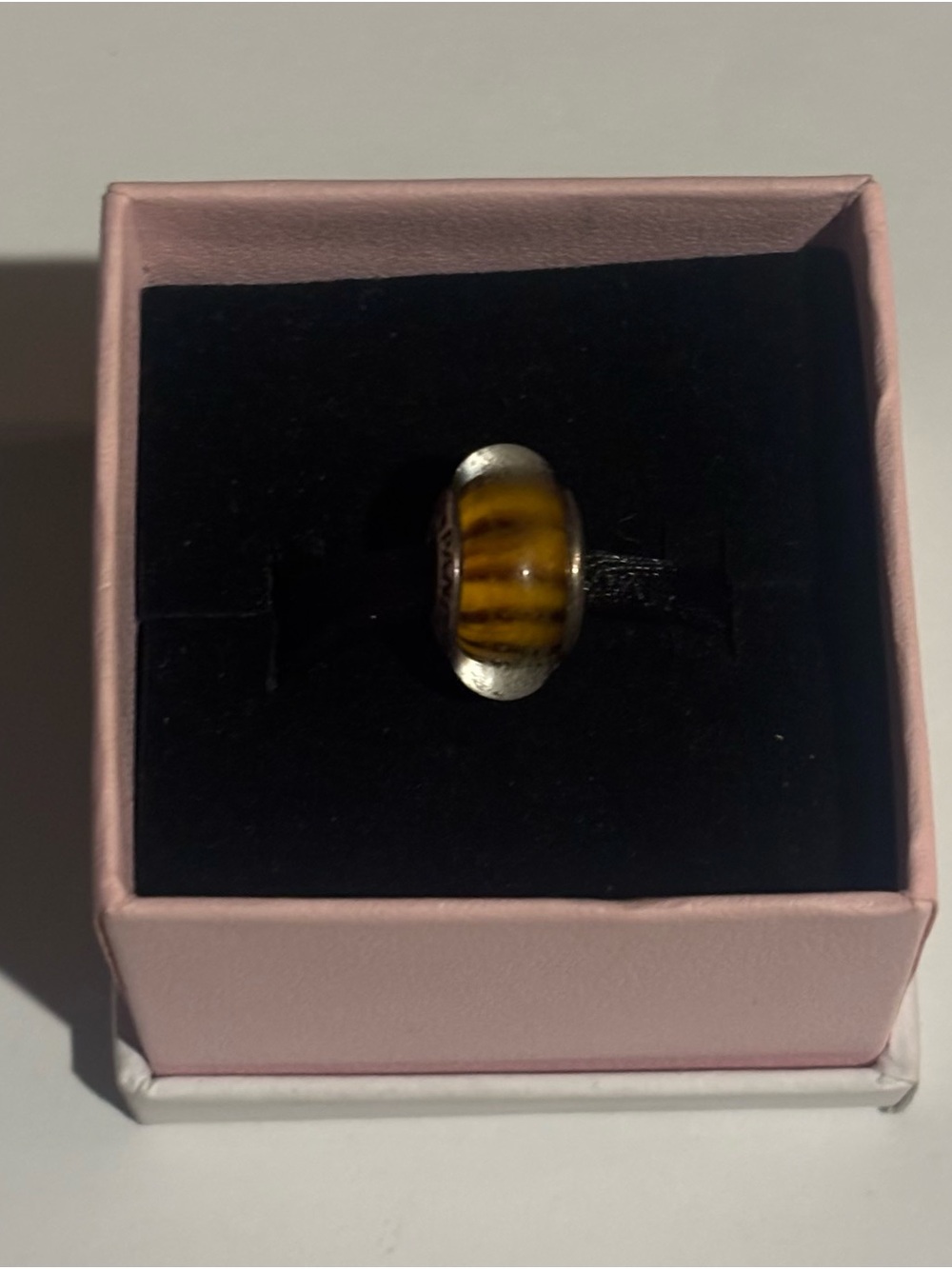 Authentic Retired Pandora Silver Bengal Tiger Murano Glass Charm 790940